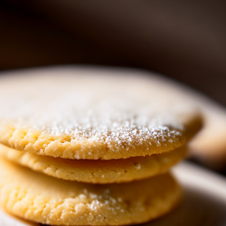 Fresh-baked almond flour shortbread cookies, lit by window, hyper-detailed close-up, not a spot out of focus, filling the lens