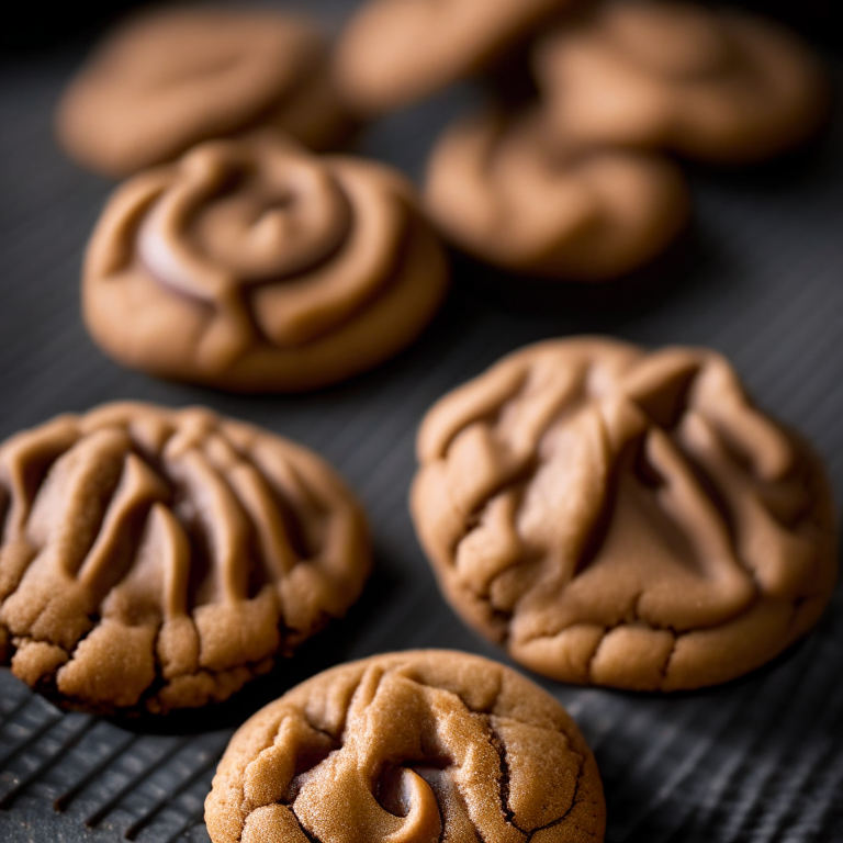 Gluten-free peanut butter blossom cookies, baked to perfection, overhead softbox lighting, every detail in sharp focus, filling the frame