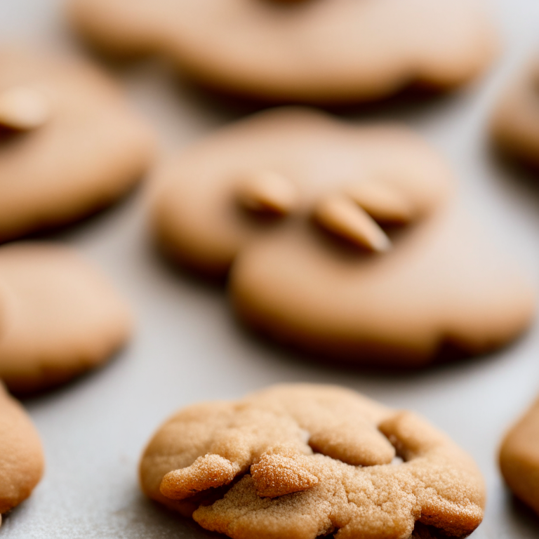 Fresh-baked gluten-free peanut butter blossom cookies, lit by window, hyper-detailed close-up, not a spot out of focus, filling the lens