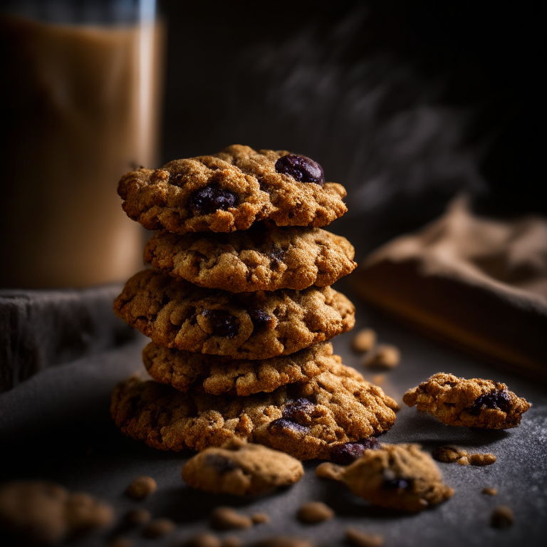 Gluten-free oatmeal raisin cookies, baked to perfection, filling the frame, lit by softbox studio lighting, every detail in sharp focus