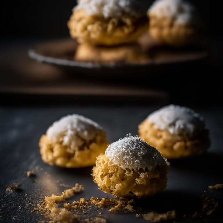 Gluten-free coconut macaroons baked to perfection, filling the frame, lit by softbox studio lighting, every detail in sharp hyperfocus