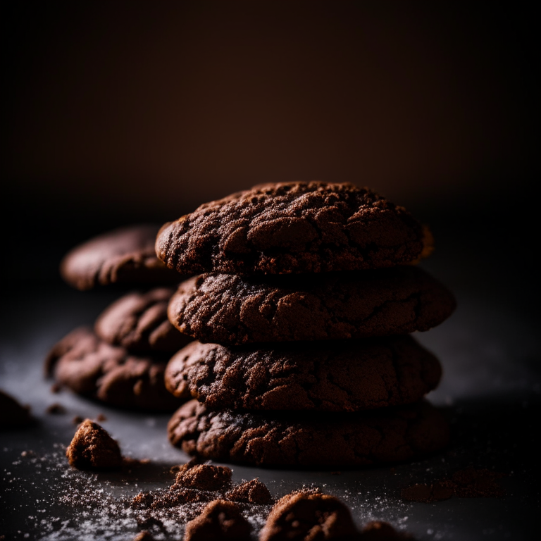 Gluten-free double chocolate cookies baked to perfection, filling the frame, lit by softbox studio lighting, every detail in hyperfocused razor sharpness