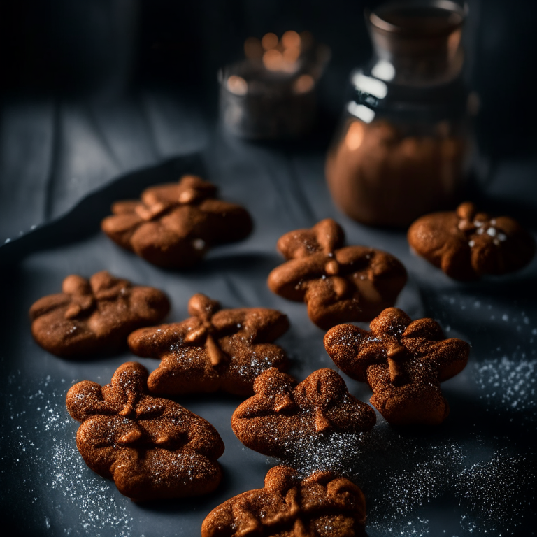 Gluten-free gingerbread cookies baked to perfection, filling the frame, lit by softbox studio lighting, every detail in hyperfocused razor sharpness