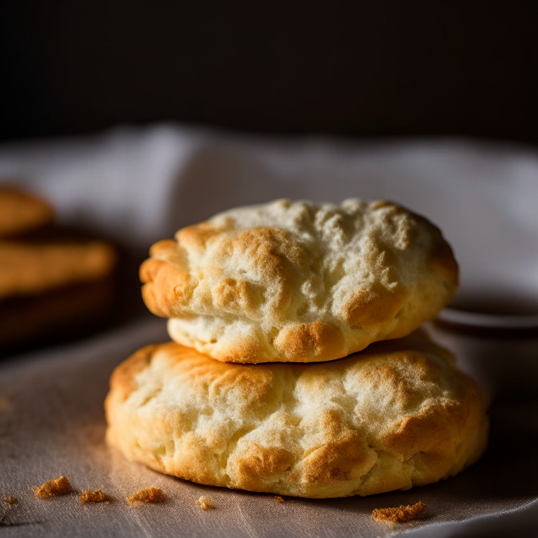 Buttermilk biscuits, gluten-free, on a white plate, lit by softbox studio lights, photo has razor-sharp focus on every flaky layer and crumb