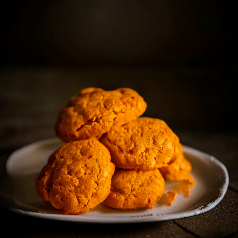 Sweet potato biscuits on a white plate, lit by softbox studio lights, photo has razor-sharp focus on every detail of the biscuits