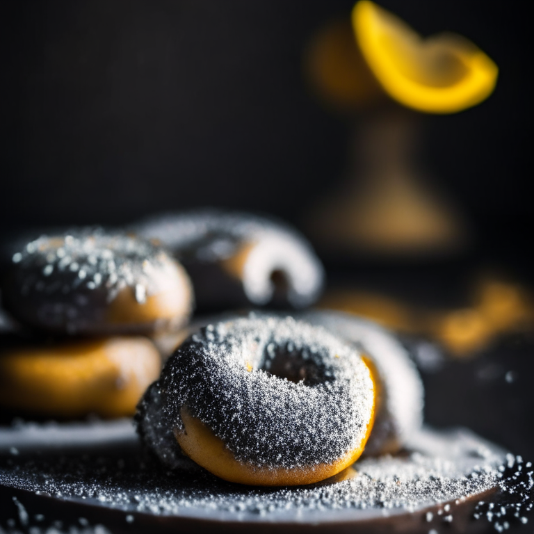 Lemon poppy seed doughnuts (gluten-free) filling the frame, lit by softbox studio lighting, every nook and cranny in hyperfocused razor sharpness, gluten-free