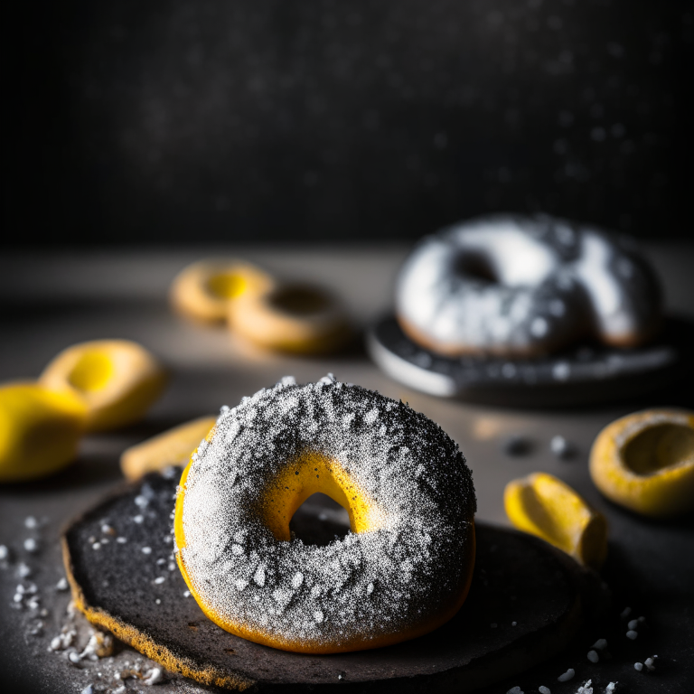 Lemon poppy seed doughnuts (gluten-free) filling the frame, lit by softbox studio lighting, every nook and cranny in hyperfocused razor sharpness, gluten-free