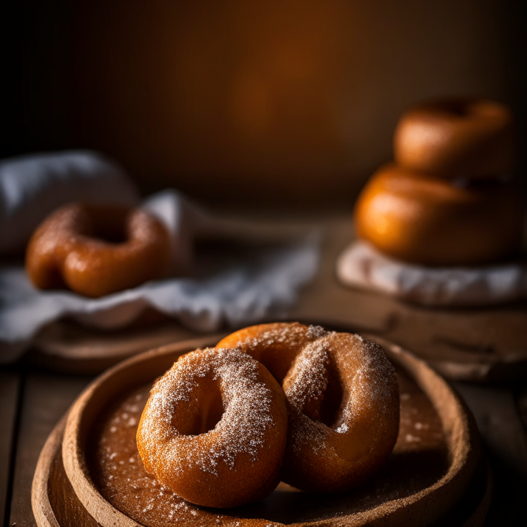 Apple cider doughnuts (gluten-free) filling the frame, lit by softbox studio lighting, every nook and cranny in hyperfocused razor sharpness, gluten-free