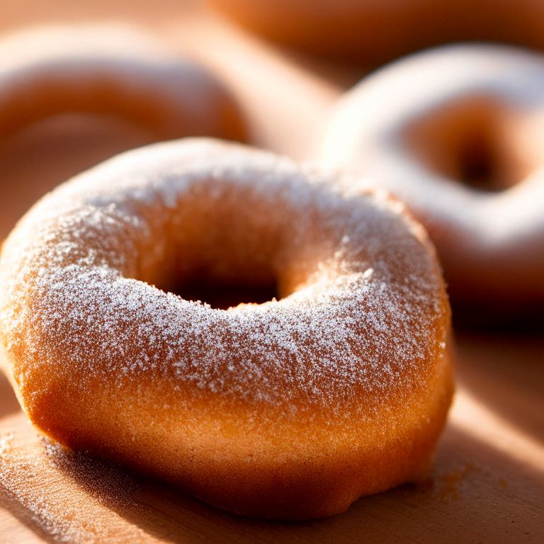 Apple cider doughnuts (gluten-free) lit by natural window light, macro photo with perfect clarity, every ridge and crease in razor-sharp focus