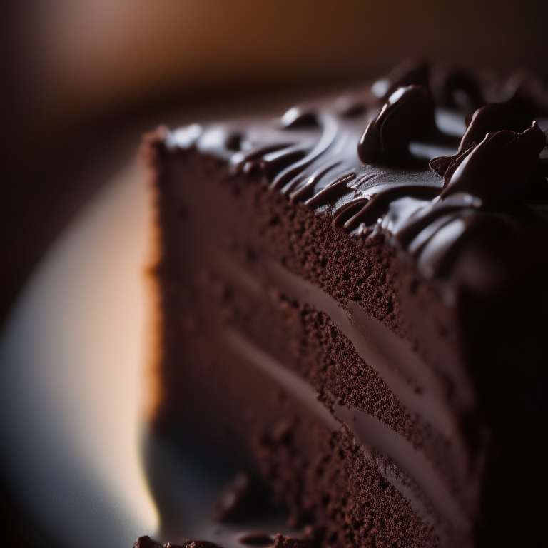 Flourless chocolate cake lit by natural window light, macro photo with perfect clarity, every ridge and crease in razor-sharp focus, 8k