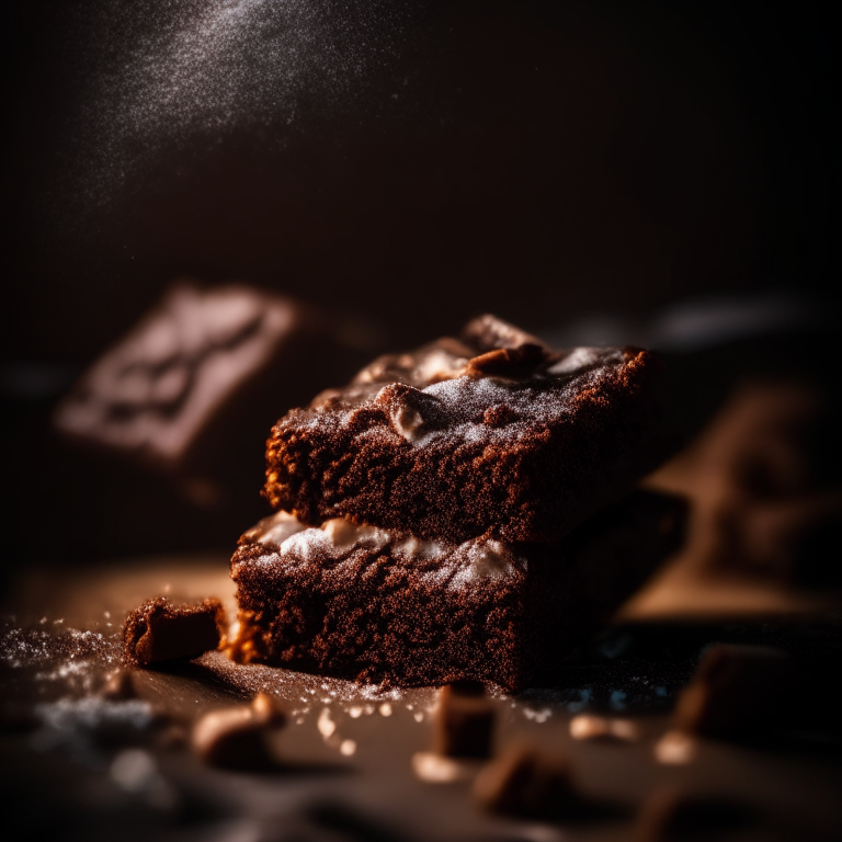 Almond flour brownies filling the frame, lit by softbox studio lighting, every bite in razor-sharp focus, 4k