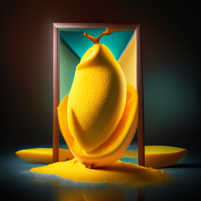 Mango sorbet filling the frame, lit by softbox studio lighting, every scoop in razor-sharp focus, 4k