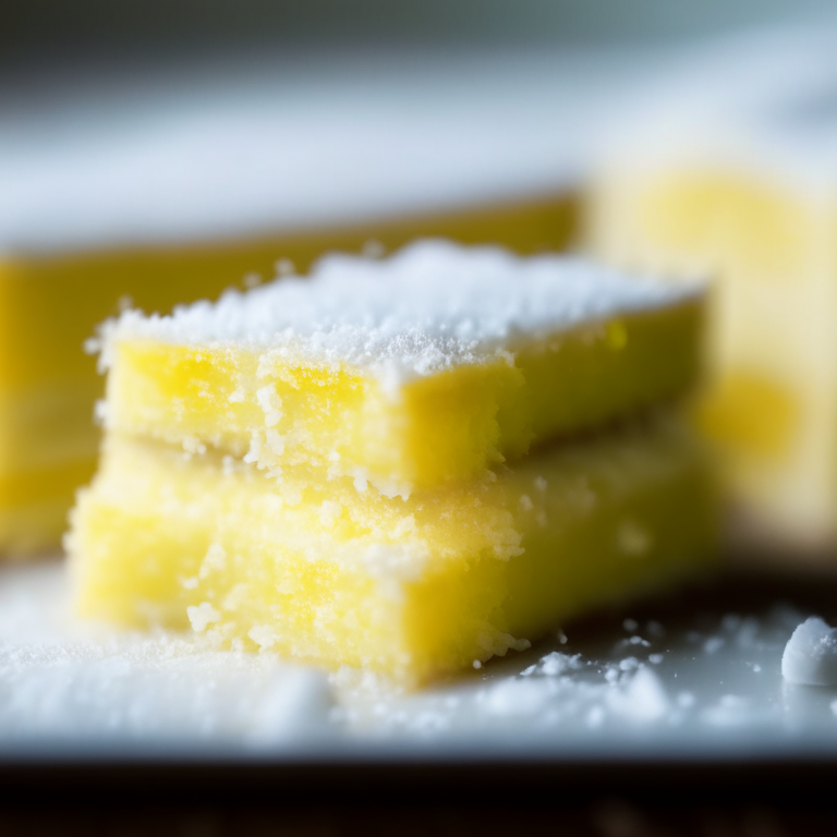 Coconut Flour Lemon Bars filling the frame, lit by natural light from a window, every bar in perfect razor-sharp focus, 16k