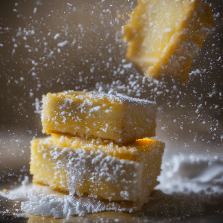 Coconut Flour Lemon Bars filling the frame, lit by softbox studio lighting, every bar in perfect razor-sharp focus, 8k