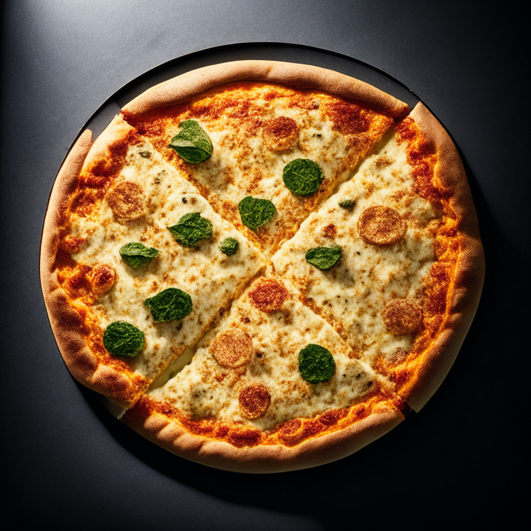 Gluten-free cauliflower pizza crust, top-down view, filling frame, razor-sharp focus, studio lighting, well-lit, focused on food