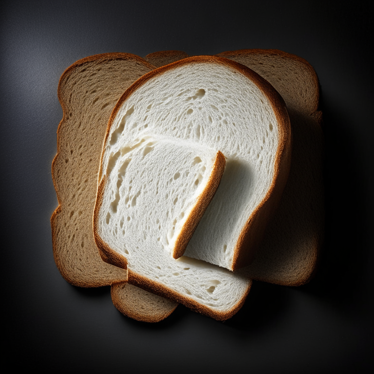 Gluten-free white sandwich bread, top-down view, filling frame, razor-sharp focus, studio lighting, well-lit, focused on food