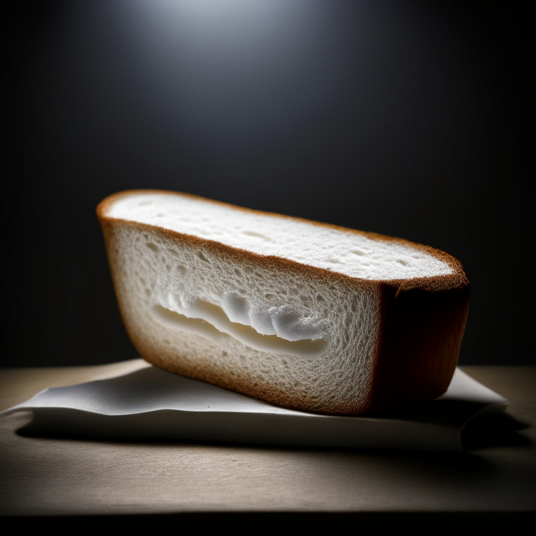 Gluten-free white sandwich bread, alternate angle, filling frame, razor-sharp focus, studio lighting, well-lit, focused on food