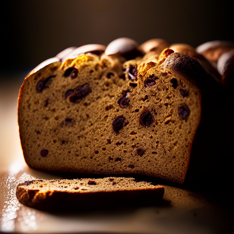 Gluten-free cinnamon raisin bread, filling frame, razor-sharp focus, bright studio lighting, well-lit, focused on food