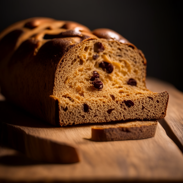 Gluten-free cinnamon raisin bread, alternate angle, filling frame, razor-sharp focus, bright studio lighting, well-lit, focused on food