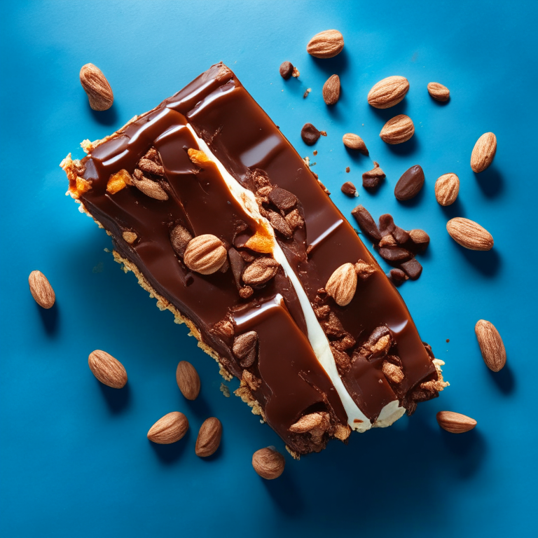 Gluten-free Almond Joy bars, top-down view, filling frame, razor-sharp focus, bright studio lighting, well-lit, focused on food