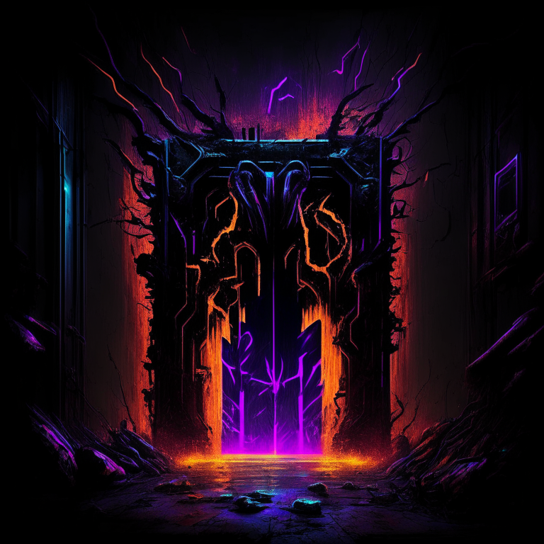 nether portal, black cyberpunk, 8k, graffiti style