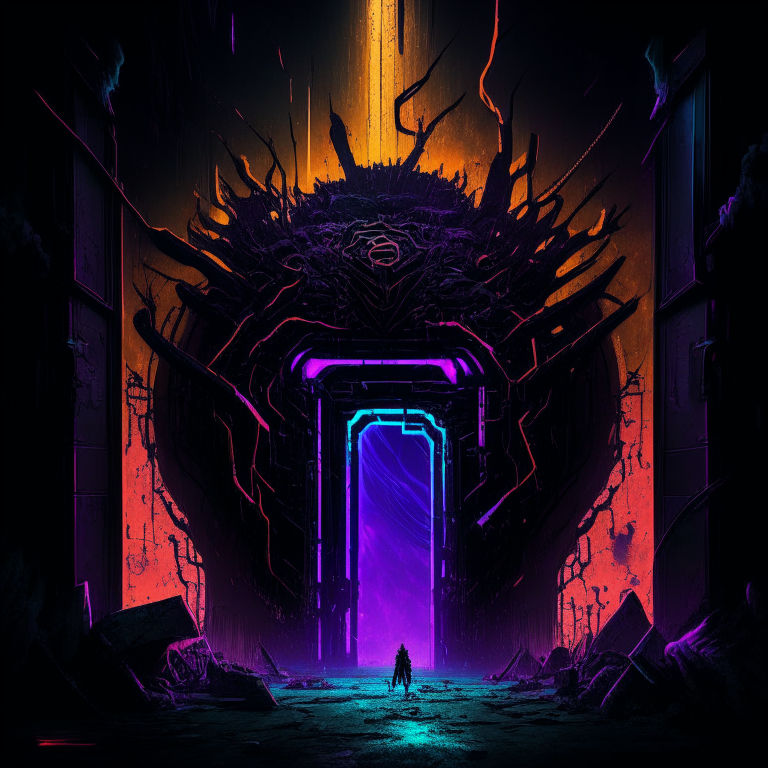 nether portal, black cyberpunk, 8k, graffiti style