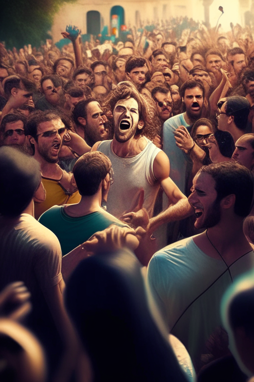 Un concierto al aire libre con mucha gente bailando y cantando