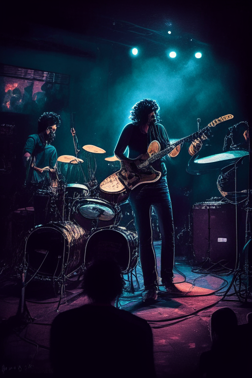 Una banda tocando en un club nocturno