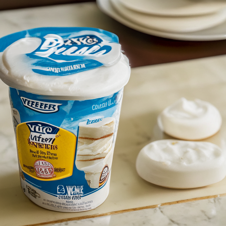 A carton of Breyers vanilla ice cream sitting on a diner countertop