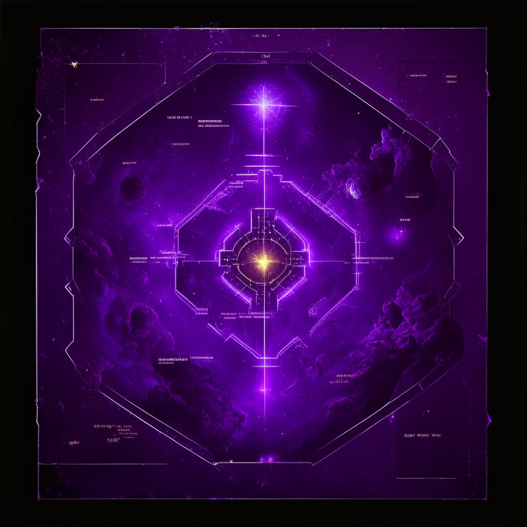 nether portal on a space quadrant cartgraphy map chart, 8k, purple starchart