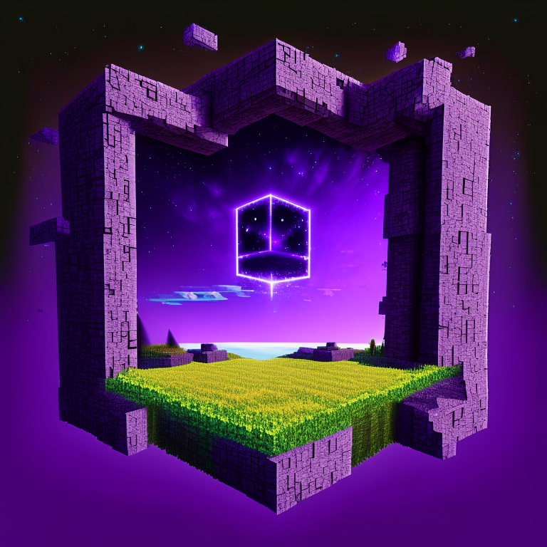 nether portal on a space quadrant, cartgraphy map chart, 8k, purple starchart, minecraft grass and sky