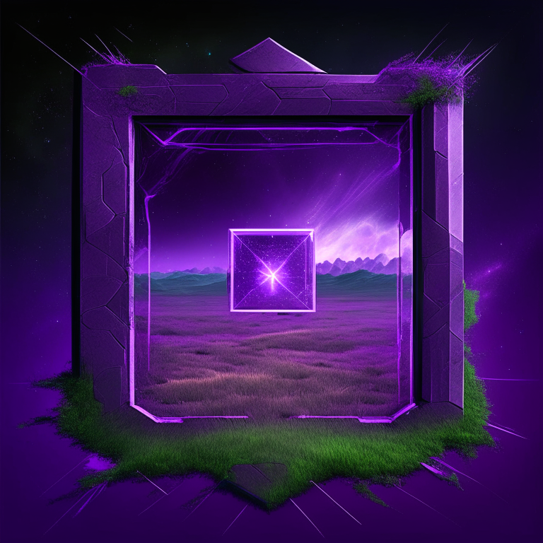 nether portal on a space quadrant, cartgraphy map chart, 8k, purple starchart, grass and sky