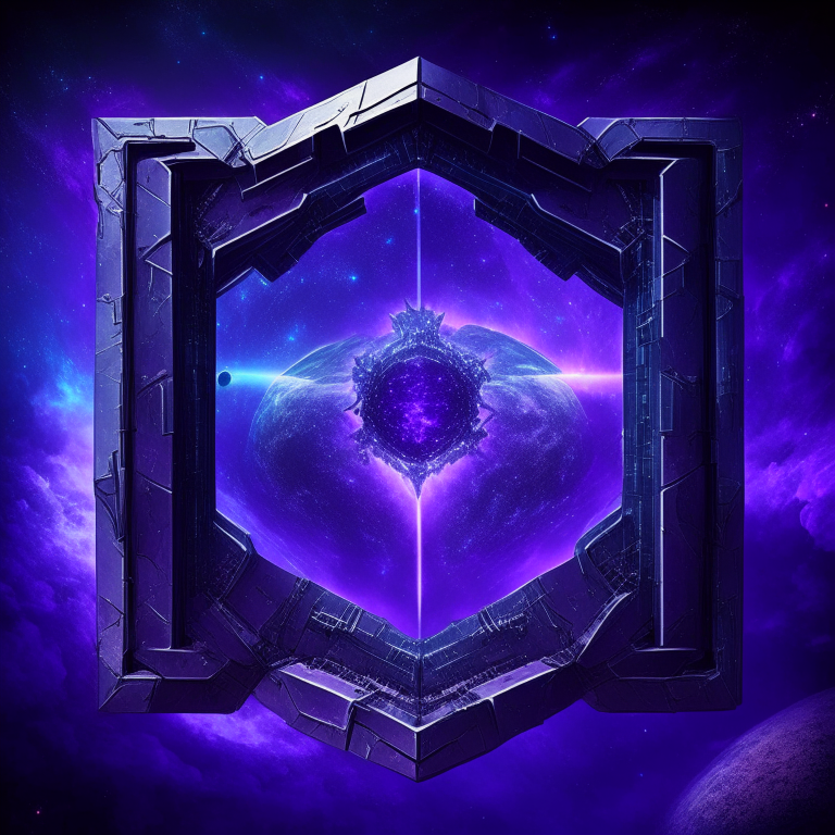 armored nether portal on a space quadrant, cartgraphy map chart, 8k, purple starchart, blue sky