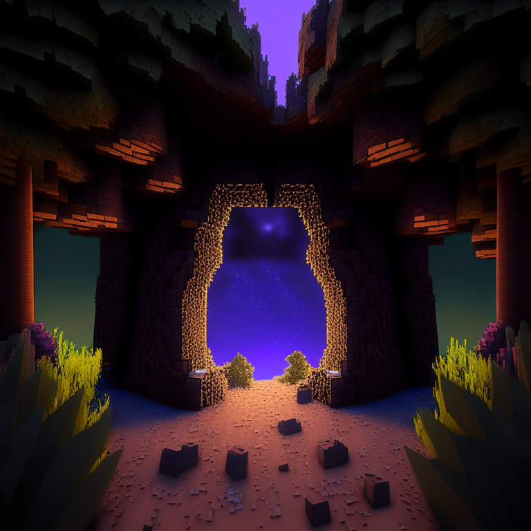 armored nether portal, 8k, starchart, minecraft dirt, trees