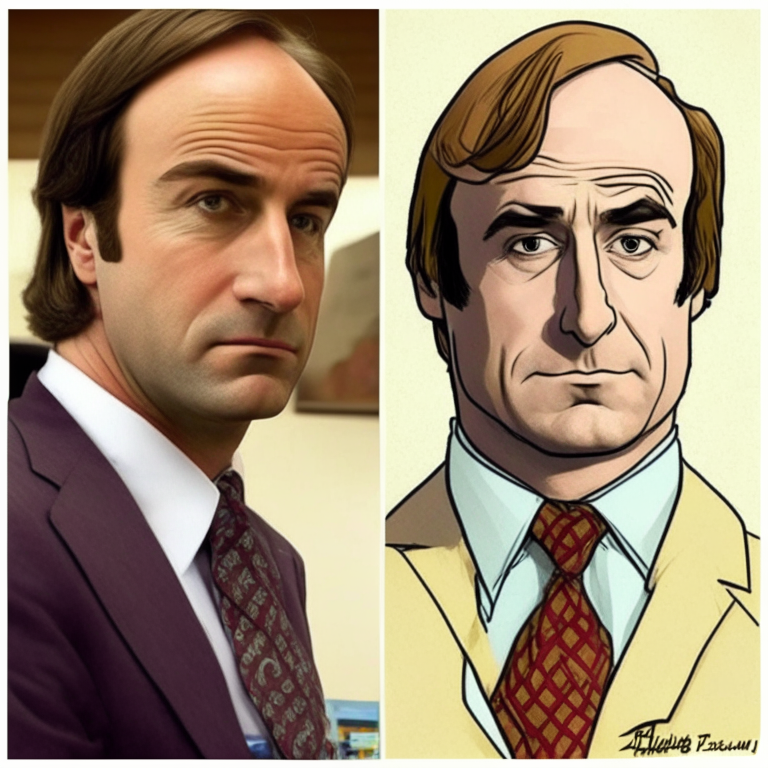 Saul goodman misturado com desenho de cartoon de mago