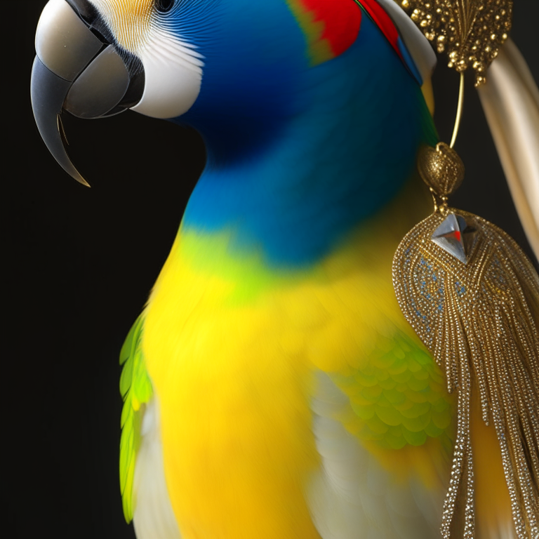 A parrot with a pearl earring,  12K, high quality, HD, octane render, trending on artstation, sharp focus, studio photo, intricate details, highly detailed, by greg rutkowski