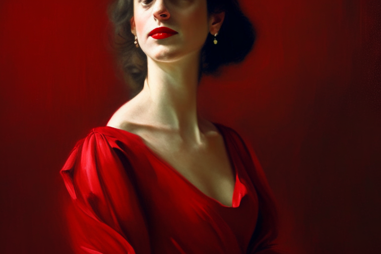 a woman wearing a red dress