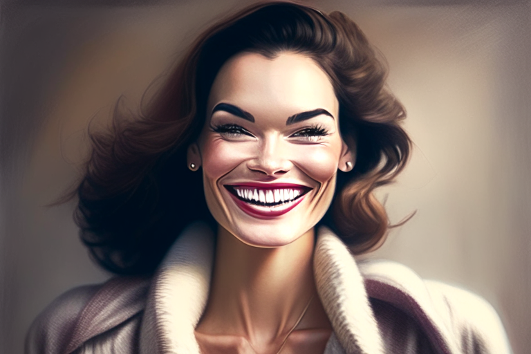 a woman smiling confidently at the camera, wearing stylish clothing that flatters her figure