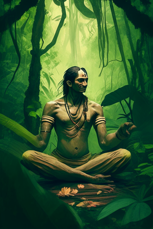 A saint in jungle doing yoga