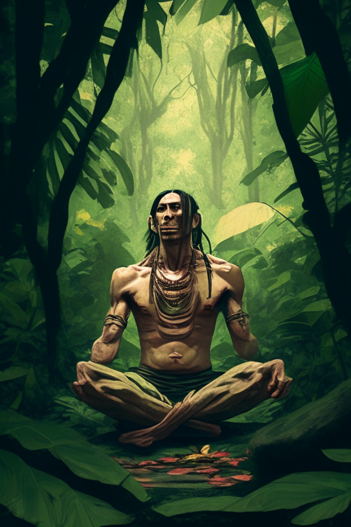 A saint in jungle doing yoga