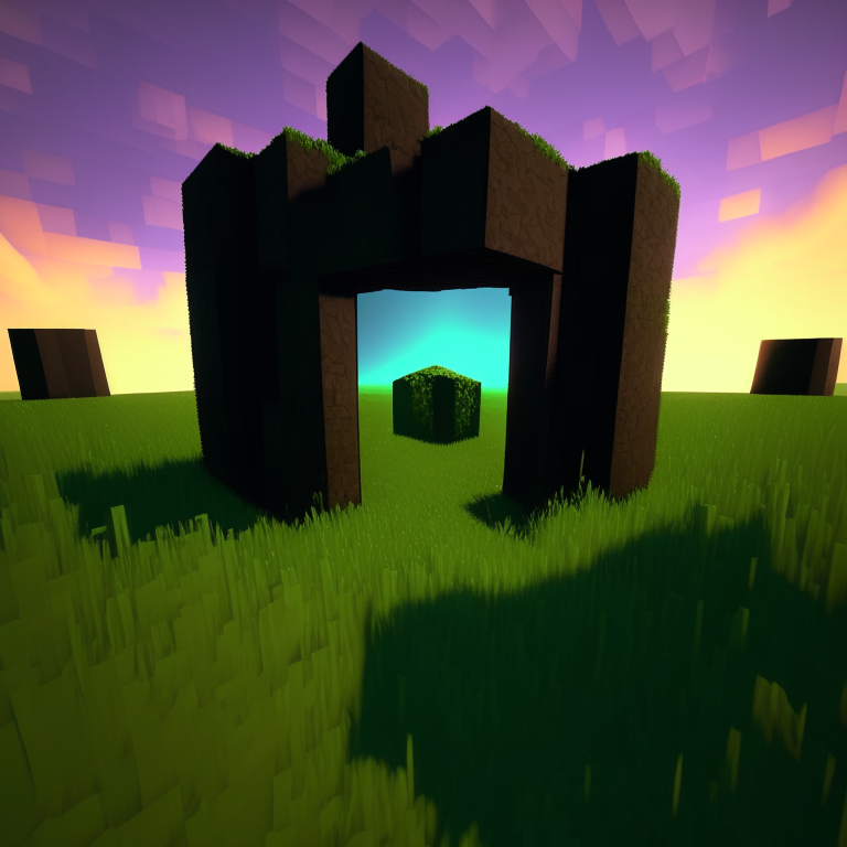 roblox nether portal, grass, sky, nether portals, 8k