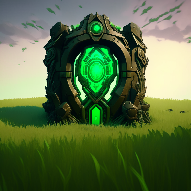 steampunk armored, nether portal, roblox, grass, sky, nether portals, 8k, green tone