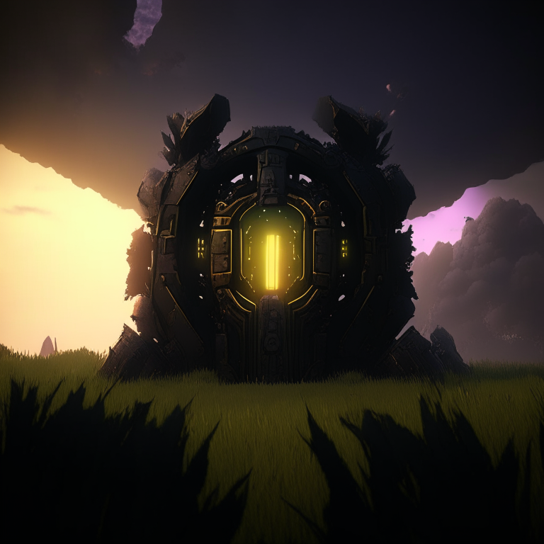 steampunk armored, nether portal, roblox, grass, sky, nether portals, 8k, black tone
