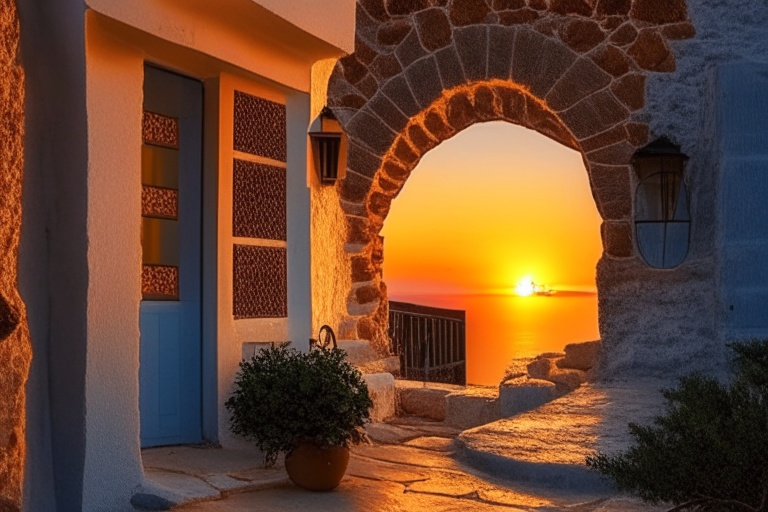 Exterior decor greece antique sunset