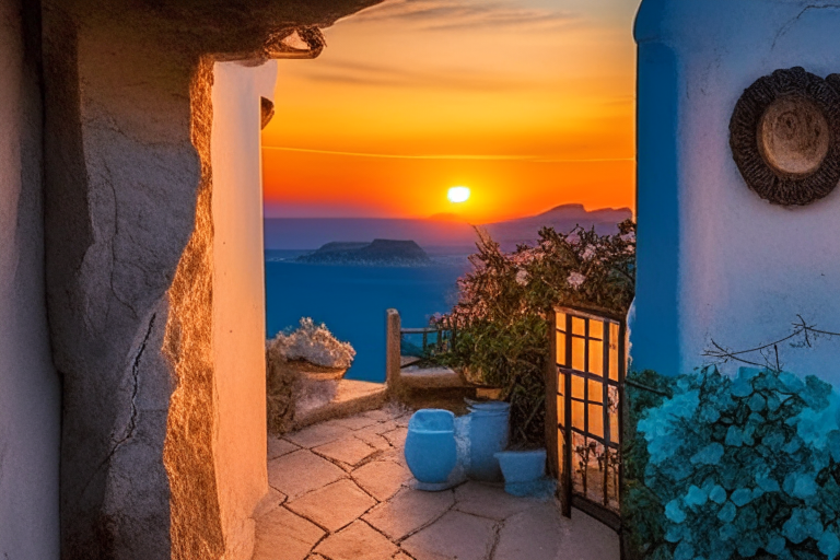 Exterior decor greece antique sunset