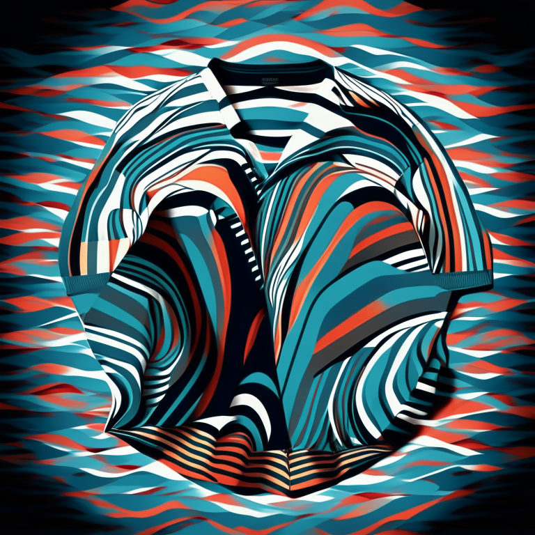 a T-shirt design with a pattern inspired by the jacket's stripes