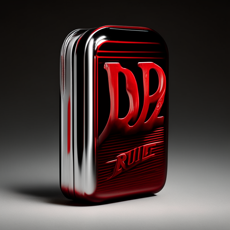 a soda case in metallic chrome color with the words 'Ride' in black and 'Out' in red