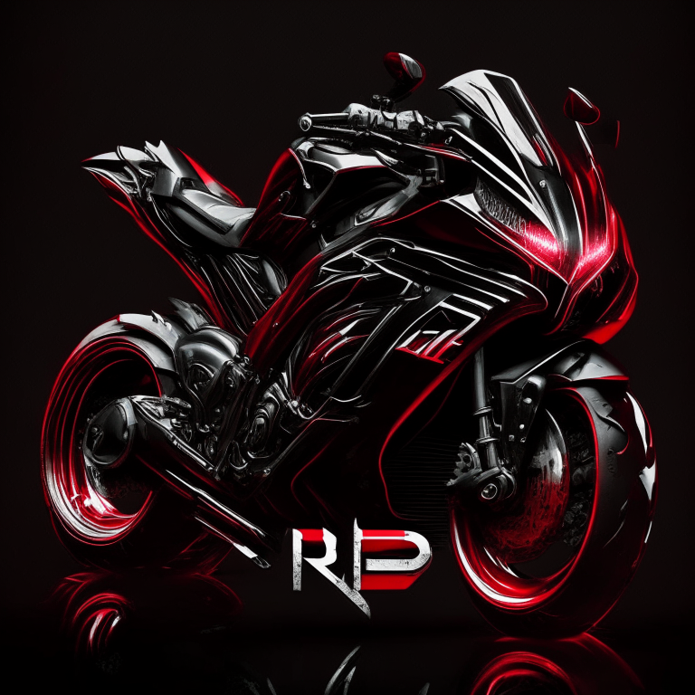 another image of a ninja motorcycle in metallic chrome color with the words 'Ride' in black and 'Out' in red