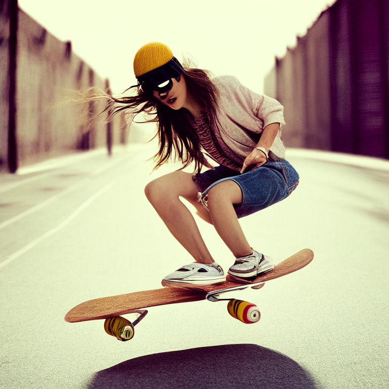 a woman on a skateboard