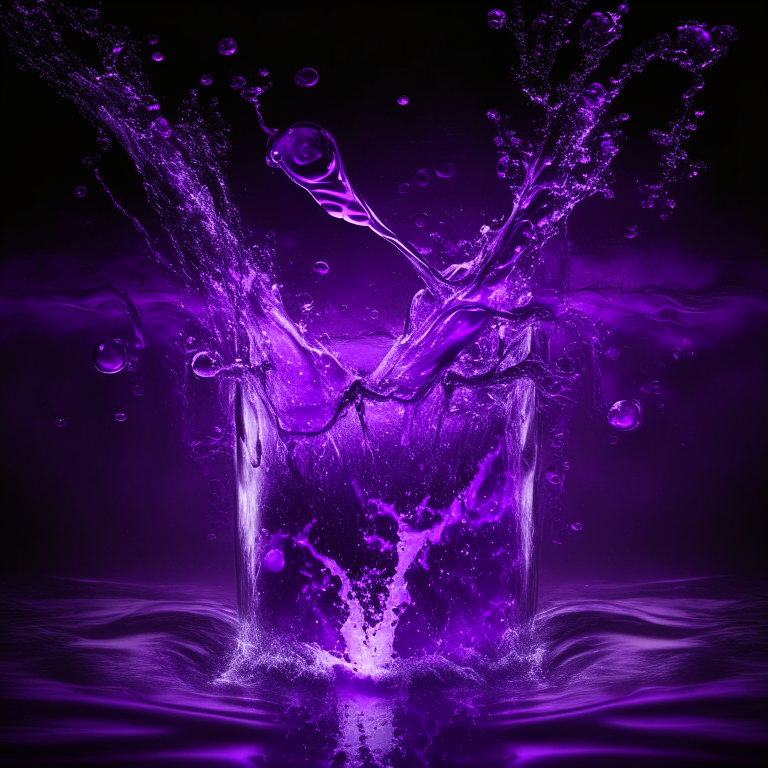 purple water with flashes of lights